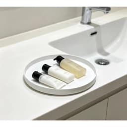 (white)  Cabinet Organizer Kitchen Bathroom Cosmetic Turntable Storage Tray Non-Slip Spice Round Rack Plate