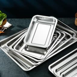316 Stainless Steel Barbecue Tea Storage Serving Trays Rectangle Steamed Rice Sausage Plate Grill Meat Restaurant Metal Utensils