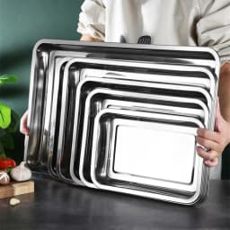316 Stainless Steel Barbecue Tea Storage Serving Trays Rectangle Steamed Rice Sausage Plate Grill Meat Restaurant Metal Utensils