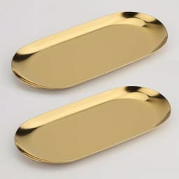 2pcs Oval Metal Jewelry Tray - Multifunctional Stainless Steel Cosmetic Storage Box, Bathroom Accessories Storage Box