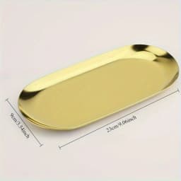 2pcs Oval Metal Jewelry Tray - Multifunctional Stainless Steel Cosmetic Storage Box, Bathroom Accessories Storage Box