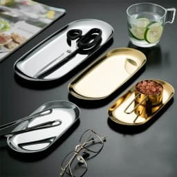 2pcs Oval Metal Jewelry Tray - Multifunctional Stainless Steel Cosmetic Storage Box, Bathroom Accessories Storage Box