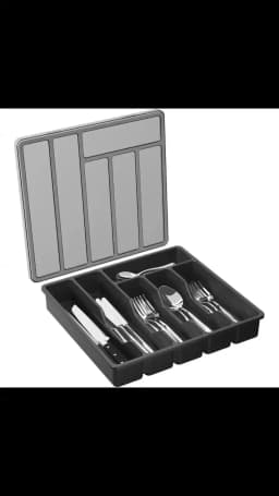 Covered Kitchen Drawer and Countertop Utensil Tray Plastic Cutlery and Cutlery Storage Push Top Storage Containers for Pantry