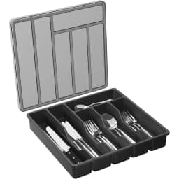 Covered Kitchen Drawer and Countertop Utensil Tray Plastic Cutlery and Cutlery Storage Push Top Storage Containers for Pantry