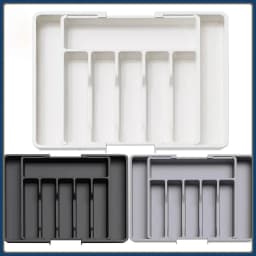 Upgraded Plastic Storage Tray, New Adjustable Cutlery Organizer, Cutlery Drawer Organizer with Compartment Slots