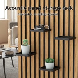 1pc Acoustic Panel Shelf, No Drill Wall Mount Storage Rack, Detachable Hanging Tray for Slatted Wood Wall, for Keys, Succulents