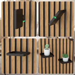 1pc Acoustic Panel Shelf, No Drill Wall Mount Storage Rack, Detachable Hanging Tray for Slatted Wood Wall, for Keys, Succulents