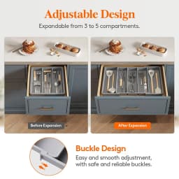 Expandable Utensil Organizer for Kitchen Drawers Large Silverware Drawer Organizer Divider Adjustable Cooking Utensil Tray