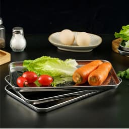Rice Noodle Roll Plate, Stainless Steel Rectangular Tray, Kitchen Steaming Plate, Thickened Shallow Plate Square Plate, Barbecue