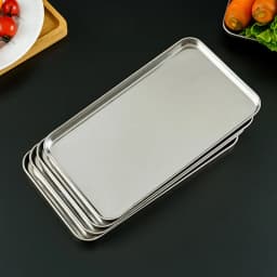 Rice Noodle Roll Plate, Stainless Steel Rectangular Tray, Kitchen Steaming Plate, Thickened Shallow Plate Square Plate, Barbecue