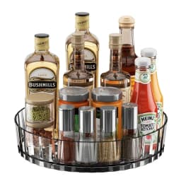 1pc Rotating Tray Spice Rack Pantry Cabinet Turntable With Base Storage Bin Kitchen Organizer For Seasoning Cosmetic Storage Box