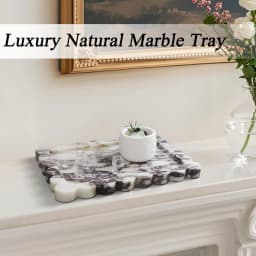 Calacatta Viola Scalloped Marble Tray, Natural Marble Stone Tray, Luxury Decorative Trays for Bathroom, Vanity, Home Decor