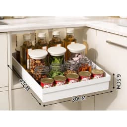 1Pcs Pull-out Drawer Type Kitchen Storage Rack with Slide Rails, Spice Box Storage Tray for Cupboard Cabinet Organization