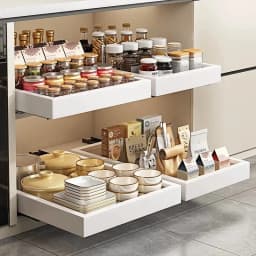 1Pcs Pull-out Drawer Type Kitchen Storage Rack with Slide Rails, Spice Box Storage Tray for Cupboard Cabinet Organization