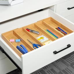 Expandable Bamboo Kitchen Drawer Organizer, Adjustable Cutlery Holder and Cutlery Tray Organizer, Drawer Divider for Silverware,