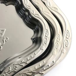 Vintage Stainless Steel Tray Floral Embossed Serving Trays For Dessert Rectangular Jewelry Storage Plate Home Decoration Tool