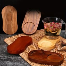 1Pc Tea Tray Salt Pepper Shaker Stand Kitchen Storage Holder Wood Pot Tray for Home Use