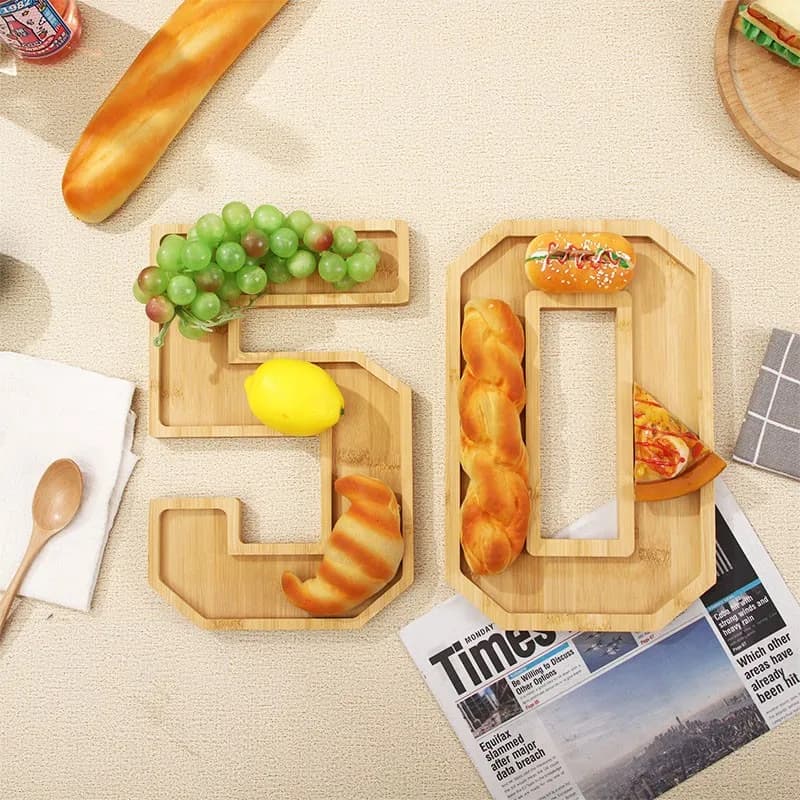 Wooden Digital Tray Home Party Birthday Party Decoration Dessert Plate Fruit Vegetable Cheese Platter Kitchen Cooked Food Plate