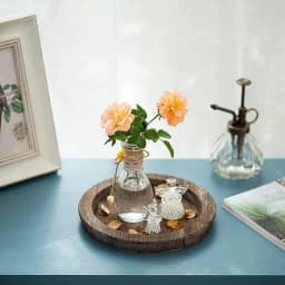1PC Wood Trays Round Wooden Candle Holder Tray Plate Snack Dessert Kitchen Table Centerpiece Decoration Home Decor
