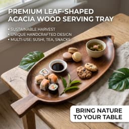 Japanesestyle High-looking Wooden Tray Afternoon Tea Snack Sushi Plating Leaf-shaped Plate Acacia Wood Tea Tray Dining Accessory