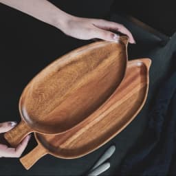 Japanesestyle High-looking Wooden Tray Afternoon Tea Snack Sushi Plating Leaf-shaped Plate Acacia Wood Tea Tray Dining Accessory