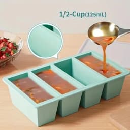 Stackable Silicone Freezer Tray with Lid Durable Storage Container for Soup Broth Sauce Meal Prep