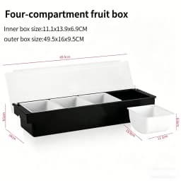 6-Compartment Cold Insulated Condiment Tray with Lid Removable Food Storage Containers Chilled Garnish Party Cocktail Garnishes
