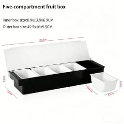 6-Compartment Cold Insulated Condiment Tray with Lid Removable Food Storage Containers Chilled Garnish Party Cocktail Garnishes