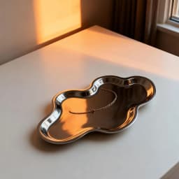 Modern Ornament Decorative Tray Silver Finish Jewelry Holder for Bathroom Counter or Living Room Coffee Table Décor