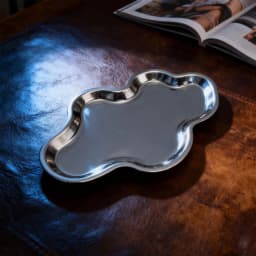 Modern Ornament Decorative Tray Silver Finish Jewelry Holder for Bathroom Counter or Living Room Coffee Table Décor