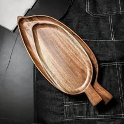 1pcs Solid Wood Leaf Shaped Waterproof Wooden Tray for Steak Sushi Grilled Meat Pizza Afternoon Tea Commercial Use As Tableware