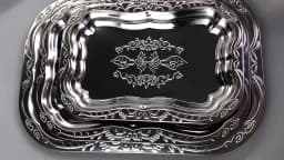 1PCS English-style Vintage Tray Pattern Metal Dining Tray, Household and Commercial Storage Tray, Rectangular Dim Sum Fruit Tray