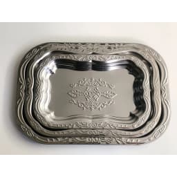1PCS English-style Vintage Tray Pattern Metal Dining Tray, Household and Commercial Storage Tray, Rectangular Dim Sum Fruit Tray