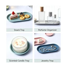 2 Pack Food Grade Silicone Vanity Trays, Multi-Purpose Stackable Organizer Trays for Bathroom, Kitchen & Dresser