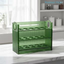 portable3 Tier Automatic Flip Egg Tray 30 Grid Egg Storage Container Box for Refrigerator Kitchen Countertop Food Organization