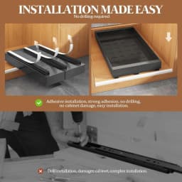 Expandable Pull Out Cabinet Organizer for Framed Cabinets,Upgrade 3 Slide Rails Slide Out Drawers,No Drill Roll Out Shelves