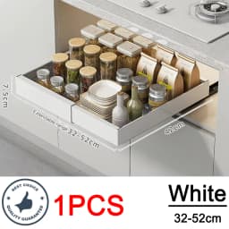 Expandable Pull Out Cabinet Organizer for Framed Cabinets,Upgrade 3 Slide Rails Slide Out Drawers,No Drill Roll Out Shelves