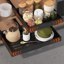 Expandable Pull Out Cabinet Organizer for Framed Cabinets,Upgrade 3 Slide Rails Slide Out Drawers,No Drill Roll Out Shelves