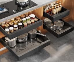 Expandable Pull Out Cabinet Organizer for Framed Cabinets,Upgrade 3 Slide Rails Slide Out Drawers,No Drill Roll Out Shelves
