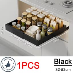 Expandable Pull Out Cabinet Organizer for Framed Cabinets,Upgrade 3 Slide Rails Slide Out Drawers,No Drill Roll Out Shelves