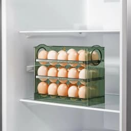 [J] 30 Grid Egg Tray Three Layer Egg Storage Box Organizer Rack Container Automatic Flip Special Egg Storage Kitchen Accessories