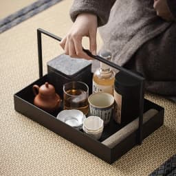Black wrought iron serving tray with Tray and shelf for tea tray teacup teapot tea ceremony accessories, tableware water cup sto