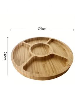 1pc Elegant Bamboo Tray - Round, Smooth Surface, Suitable for Snacks and Fruits | Durable Kitchen and Restaurant Decoration
