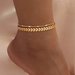 A retro and unique jewelry women's anklets with wheat ear double chains, suitable for both men and women. A gift for mom and gir
