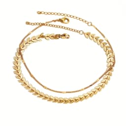 A retro and unique jewelry women's anklets with wheat ear double chains, suitable for both men and women. A gift for mom and gir