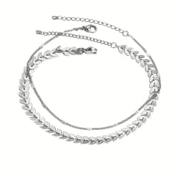 A retro and unique jewelry women's anklets with wheat ear double chains, suitable for both men and women. A gift for mom and gir