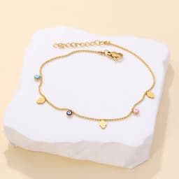 Female Summer Colorful Ankle Jewelry Turkish Eyes Hamas Hand Charms Anklets Surgical Steel Waterproof Simple Beach Accessories