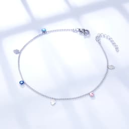 Female Summer Colorful Ankle Jewelry Turkish Eyes Hamas Hand Charms Anklets Surgical Steel Waterproof Simple Beach Accessories