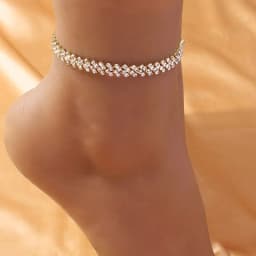 Fashion Shining Lozenge Chain Anklet for Women Fashion Silver Color Summer Beach Ankle Bracelet Barefoot Sandals Foot Jewelry