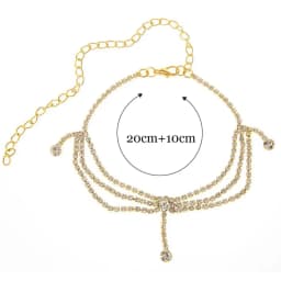 Tassels Style Inlaid Cubic Zirconia Chain Anklet for Women Fashion Silver Color Ankle Beach Feet Chain Bracelet Foot Jewelry